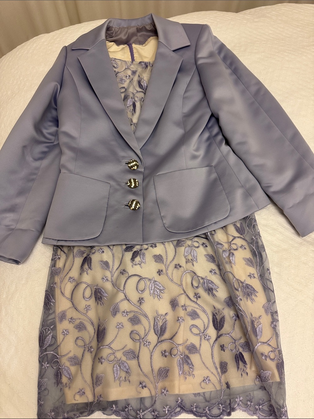 Lilac Embroidered Dress with Matching Blazer